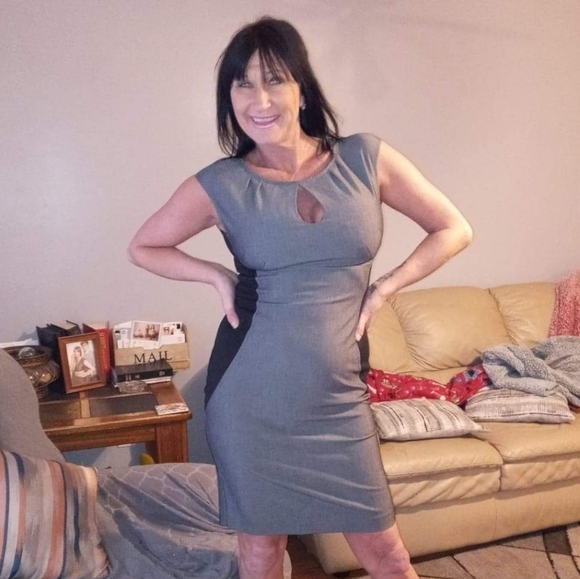 Size 7 Black & Grey Color Block Dress - Picture 4 of 10